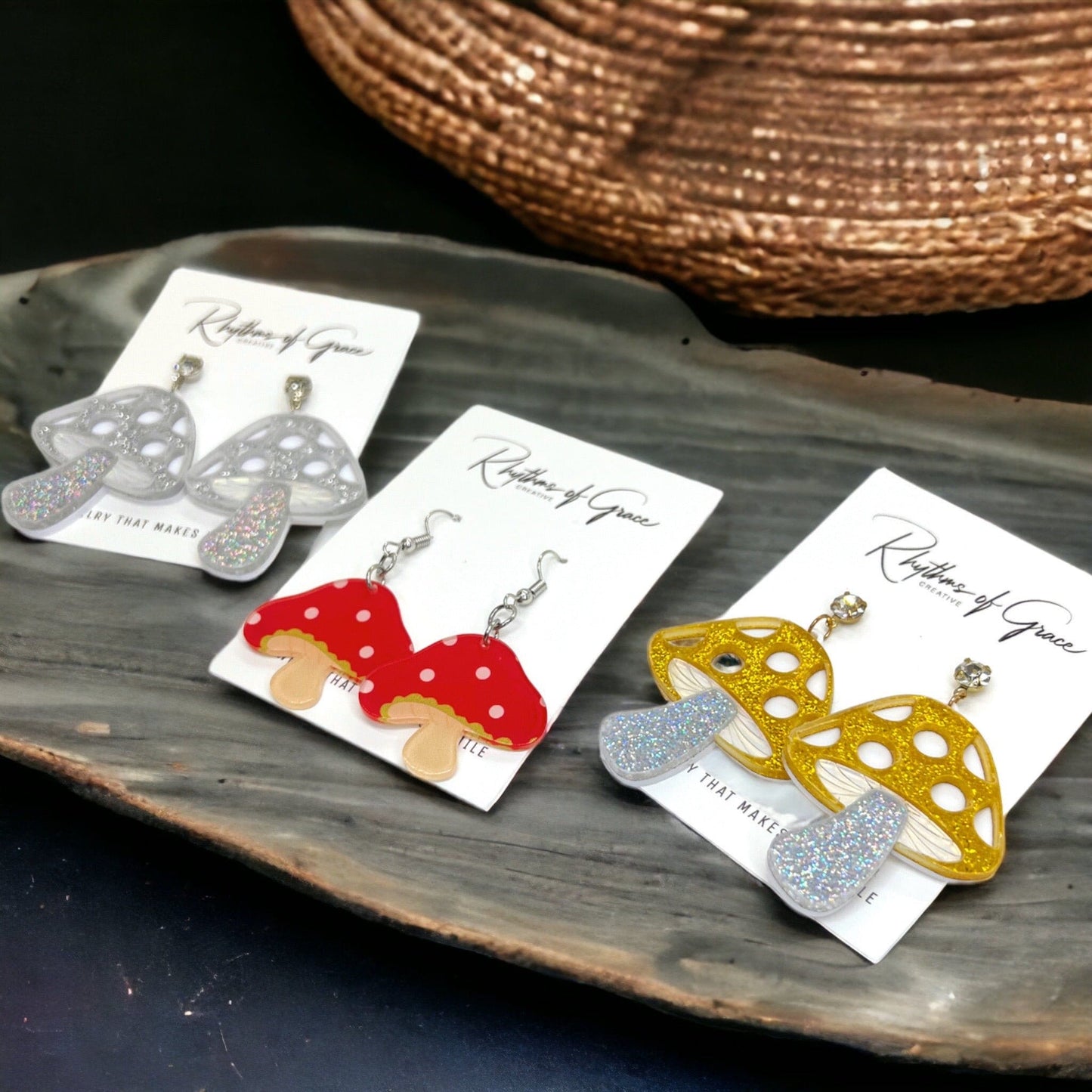 Mushroom Magic: Whimsical Dangle Earrings for Fungi Lovers! - Rhythms of Grace Creative