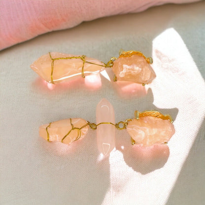 Crystal Earrings, Easter Accessories, Gemstone Earrings, Peach Earrings, Handmade Earrings, Geode, Crystal Accessories, Goddess Earrings - Rhythms of Grace Creative