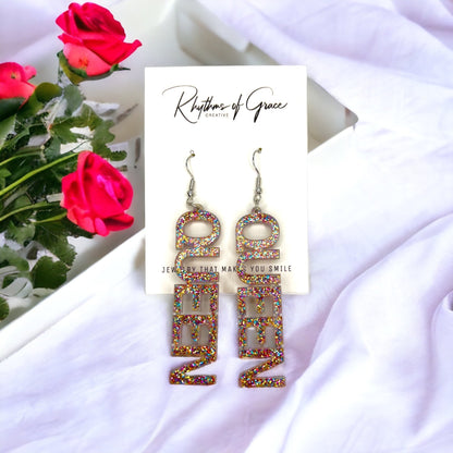 Queen Earrings - Birthday Queen, Bachelorette Earrings, Bachelorette Accessories, Queen Jewelry, Word Earrings, Glitter Earrings, Bride - Rhythms of Grace Creative