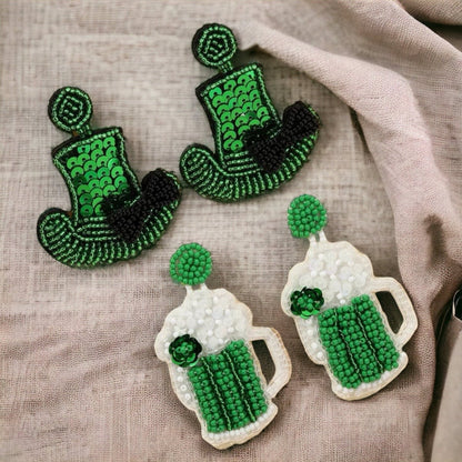 Cheers & Charm – Beaded St. Patrick’s Day Earrings (Beer Mug or Leprechaun Hat!)🍀 - Rhythms of Grace Creative