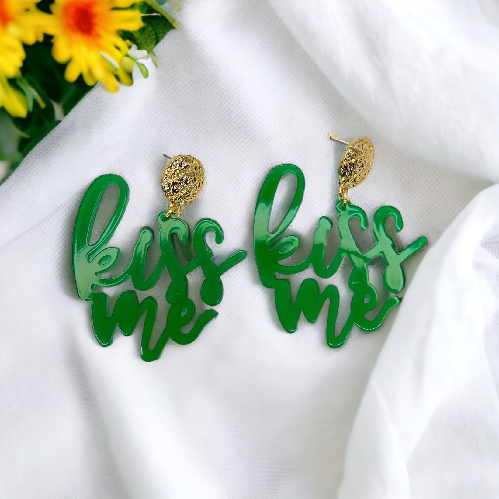 Kiss Me Earrings - Your Lucky Charm for St. Patrick's Day! 🍀 - Rhythms of Grace Creative