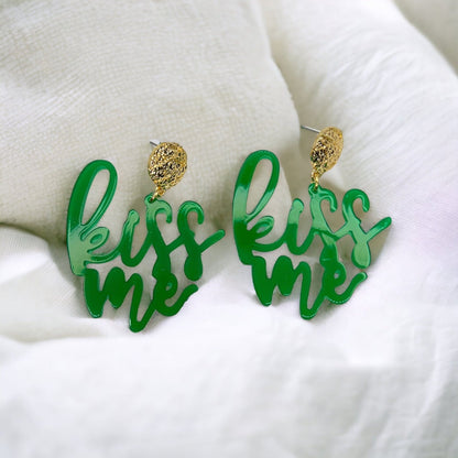Kiss Me Earrings - Your Lucky Charm for St. Patrick's Day! 🍀 - Rhythms of Grace Creative