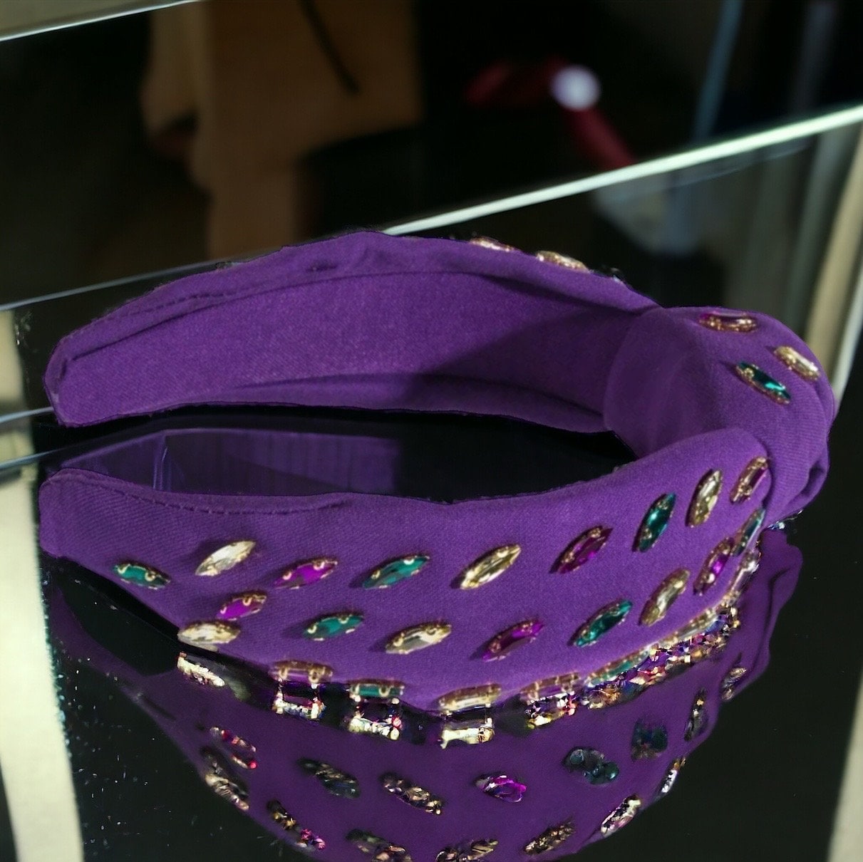 Rhinestone Mardi Gras Headband - Purple Green Gold, Mardi Gras Headpiece, Mardi Gras Accessories, Rhinestone Headband, Rhinestone Headpiece