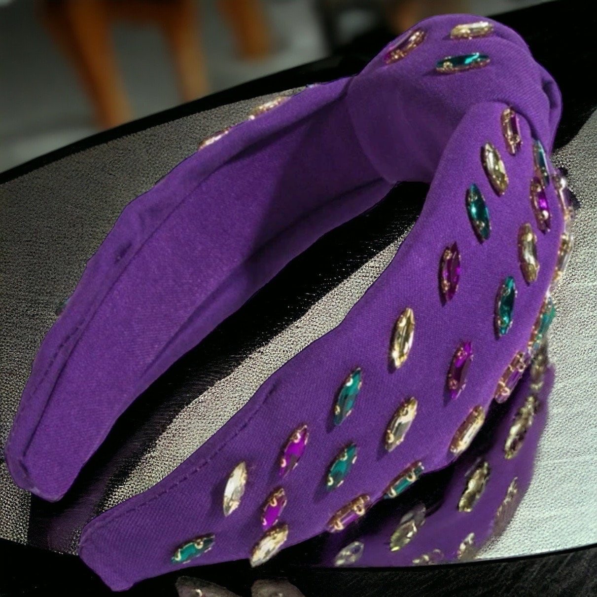 Rhinestone Mardi Gras Headband - Purple Green Gold, Mardi Gras Headpiece, Mardi Gras Accessories, Rhinestone Headband, Rhinestone Headpiece