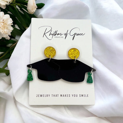 Graduation Dangle Earrings – Celebrate Your Achievement in Style! 🎓 - Rhythms of Grace Creative