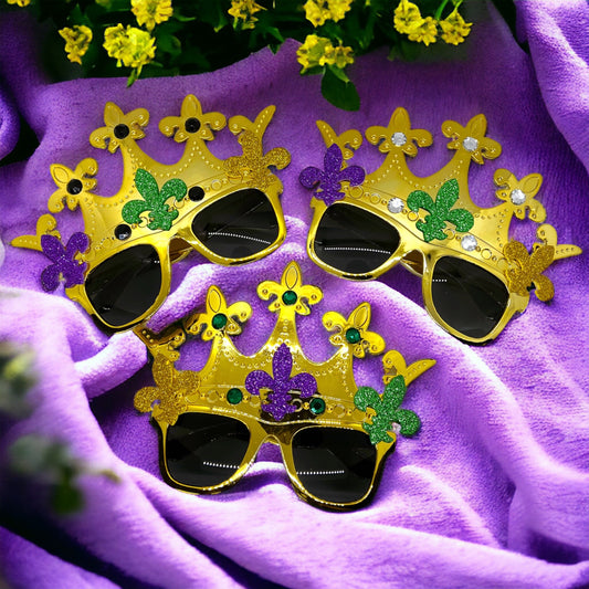 Let the Good Times Shine! Rhinestone Mardi Gras Crown Glasses 👑 - Rhythms of Grace Creative