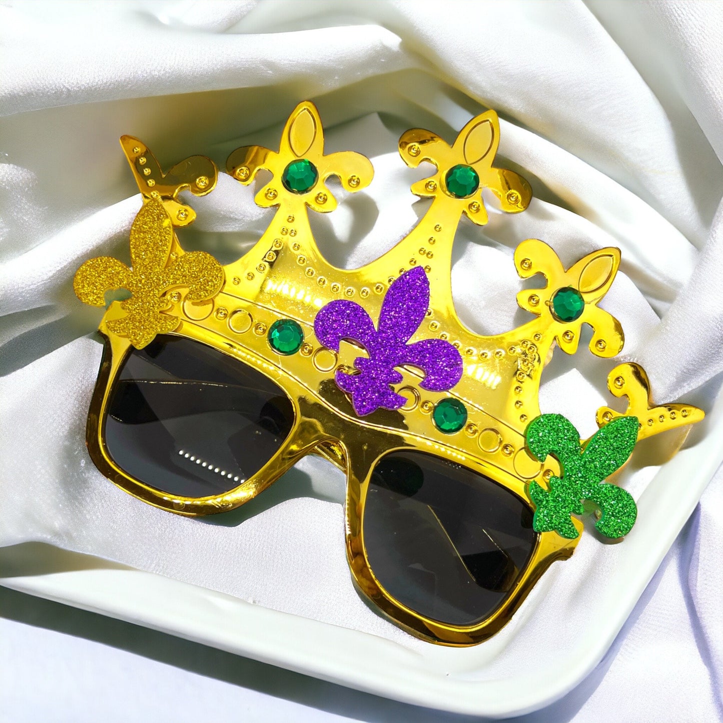 Let the Good Times Shine! Rhinestone Mardi Gras Crown Glasses 👑 - Rhythms of Grace Creative