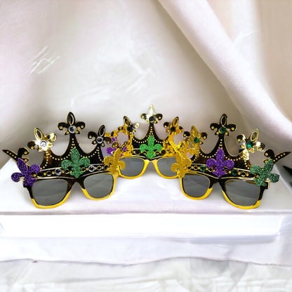 Let the Good Times Shine! Rhinestone Mardi Gras Crown Glasses 👑 - Rhythms of Grace Creative