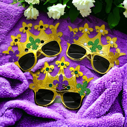 Let the Good Times Shine! Rhinestone Mardi Gras Crown Glasses 👑 - Rhythms of Grace Creative