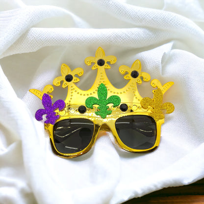 Let the Good Times Shine! Rhinestone Mardi Gras Crown Glasses 👑 - Rhythms of Grace Creative
