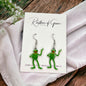 Kermit Earrings - Frog Earrings, Frog Prince, Frog Jewelry, Frog Accessories, Tadpole, Over the Rainbow, Amphibian, Toad Earrings - Rhythms of Grace Creative