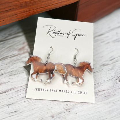 Unleash Your Inner Cowgirl with Our Handcrafted Horse Earrings! 🐴 - Rhythms of Grace Creative