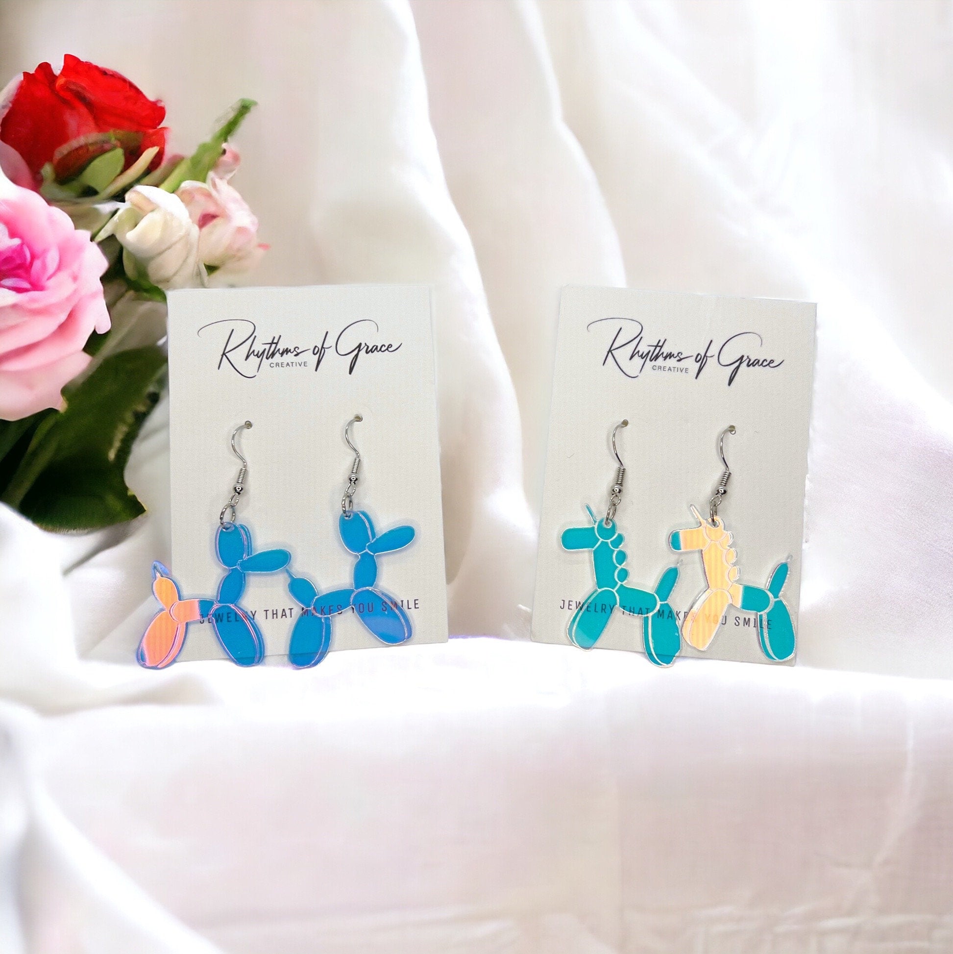 Whimsical Balloon Animal Earrings - Choose Your Favorite Unicorn or Dog Style! 🦄🐶 - Rhythms of Grace Creative