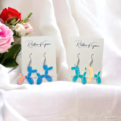 Whimsical Balloon Animal Earrings - Choose Your Favorite Unicorn or Dog Style! 🦄🐶 - Rhythms of Grace Creative