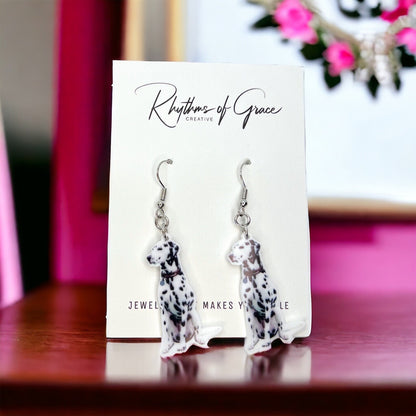 Dalmatian Dazzle: Adorable Dog Mom Earrings! 🐾 - Rhythms of Grace Creative