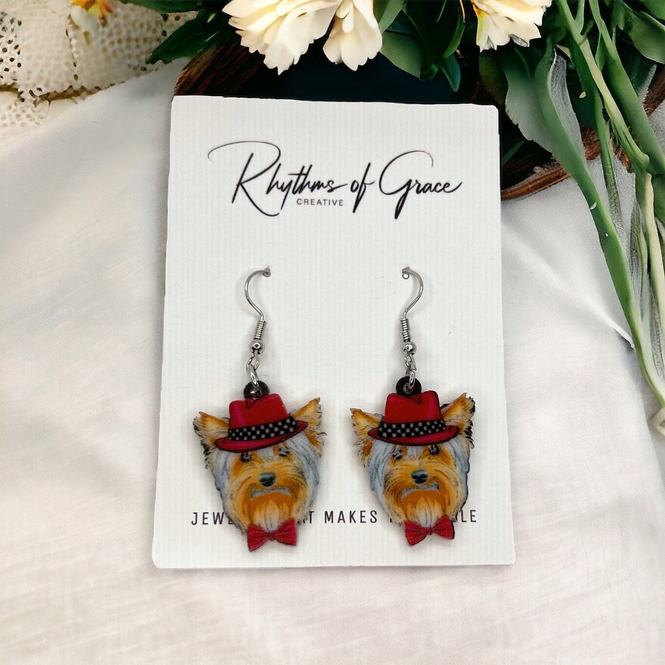 Yorkie Earrings - Dog Earrings, Yorkie Mom, Dog Jewelry, Dog Mom, Yorkie Jewelry, Dog Accessories, Puppy Earrings, Yorkie Accessories