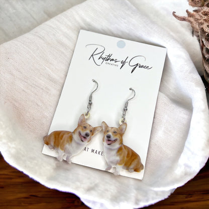 Corgi Earrings - Dog Earrings, Dog Jewelry, Dog Mom, Corgi Jewelry, Dog Accessories, Corgi Accessories, Welsh Corgi, Furbaby, Corgi Lover