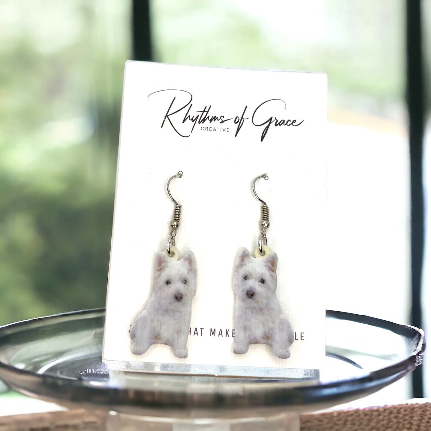 West Highland Terrier Earrings - Dog Earrings, Dog Jewelry, Dog Mom, Westie, Westie Dog, Fluffy White Dog, Furbaby, Westie Puppy