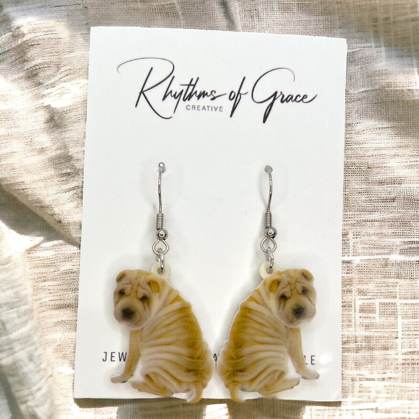 Shar Pei Earrings - Dog Earrings, Dog Jewelry, Dog Mom, Shar Pei Dog, Furbaby, Shar Pei Puppy, Wrinkled Dog, Shar Pei Gift, Chinese Dog