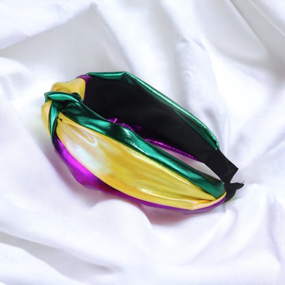 Fiesta Flair: Shimmering Mardi Gras Headband in Purple, Green & Gold! - Rhythms of Grace Creative