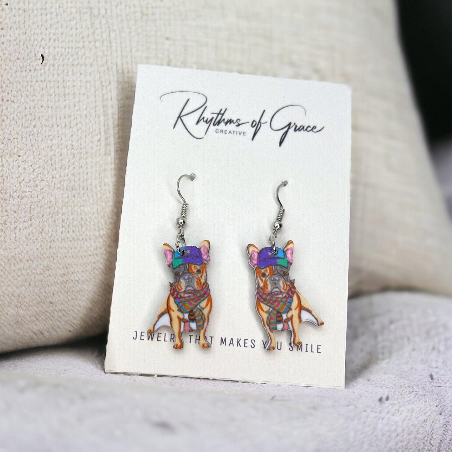 Bulldog Earrings - Dog Earrings, Dog Jewelry, Dog Mom, English Bulldog, Furbaby, Bulldog Puppy, Bulldog Mom, Handmade Earrings, British