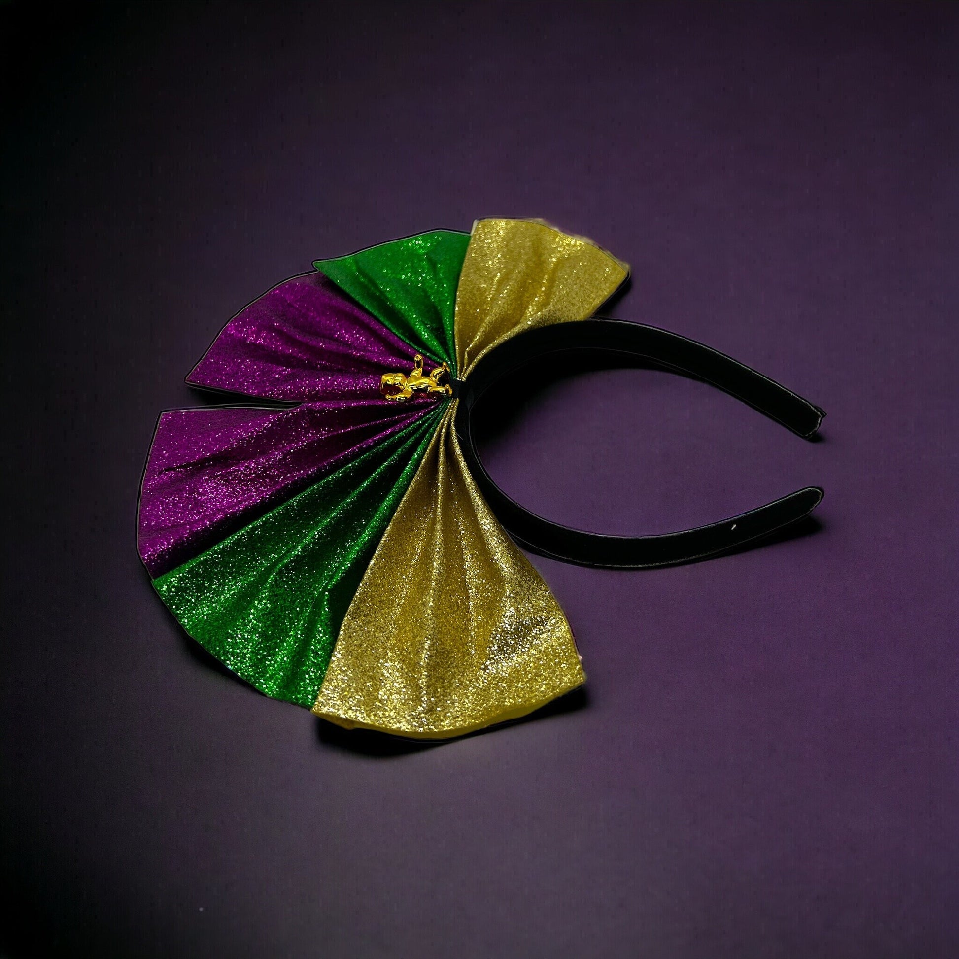 One-of-a-Kind Mardi Gras Magic: Dazzling Headband with King Cake Charm! - Rhythms of Grace Creative