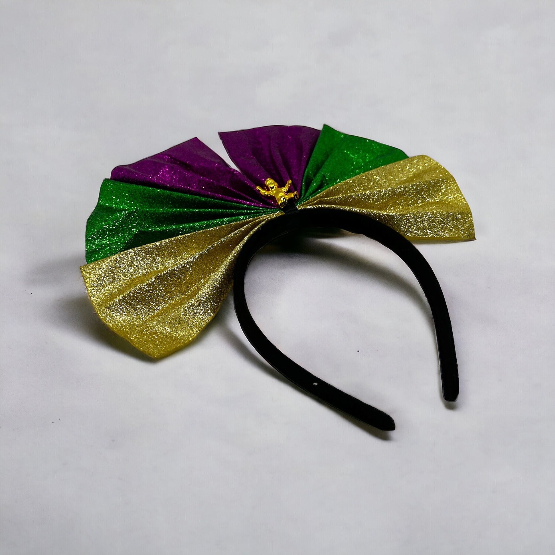 One-of-a-Kind Mardi Gras Magic: Dazzling Headband with King Cake Charm! - Rhythms of Grace Creative