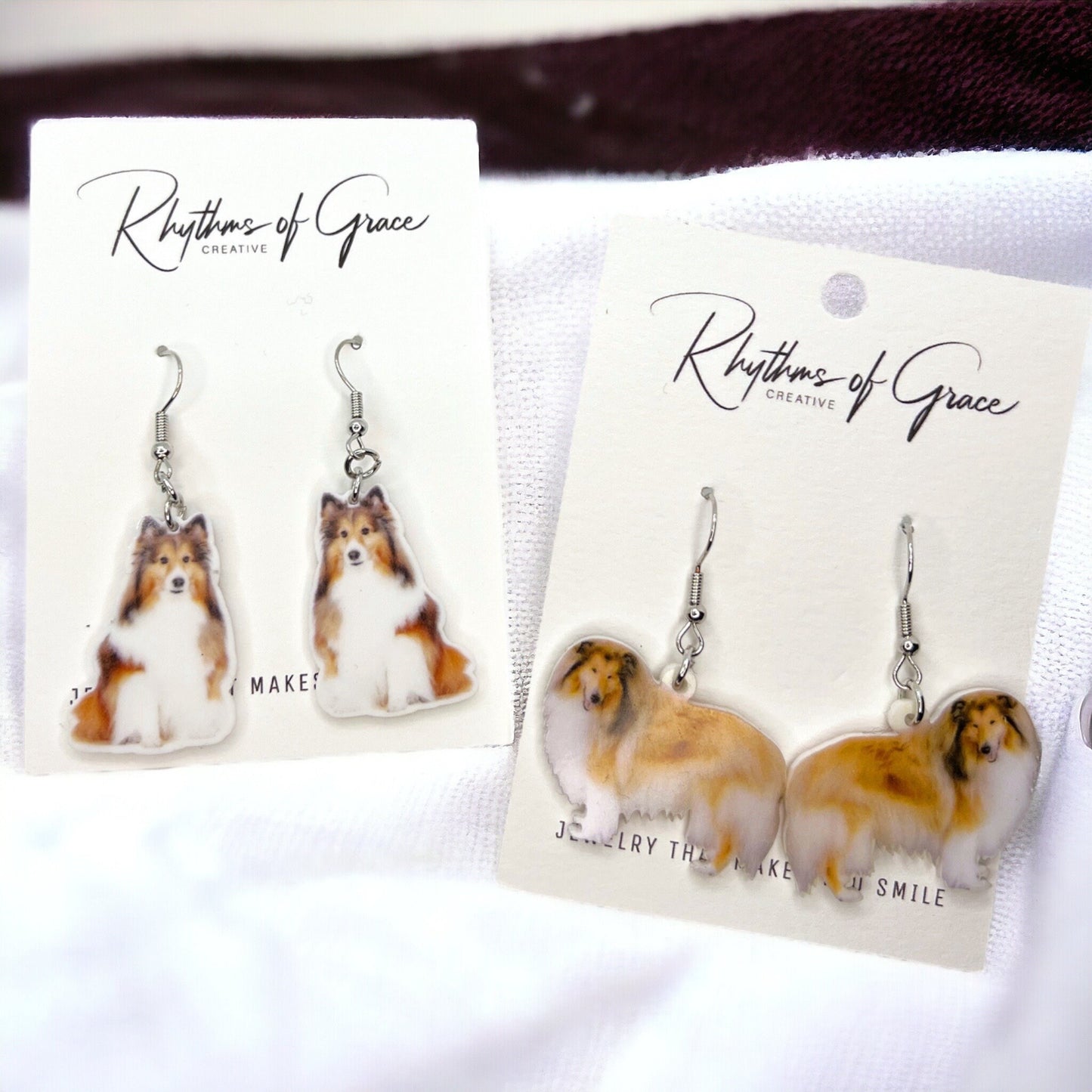 Collie Earrings - Rough Collie, Dog Earrings, Dog Jewelry, Dog Mom, Sheltie, Handmade Earrings, Collie Gift, Sheep Dog, Collie Dog, Collies