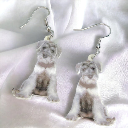 Schnauzer Earrings - Schnauzer Dog, Dog Earrings, Dog Jewelry, Dog Mom, Minature Schnauzer, Handmade Earrings, Schnauzer Gift, Grey Dog