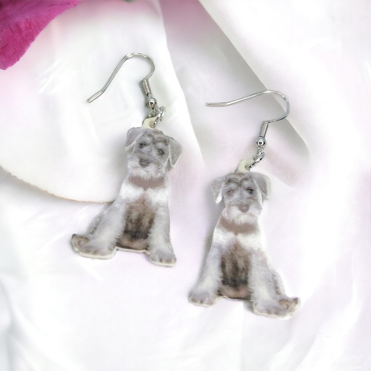 Schnauzer Earrings - Schnauzer Dog, Dog Earrings, Dog Jewelry, Dog Mom, Minature Schnauzer, Handmade Earrings, Schnauzer Gift, Grey Dog