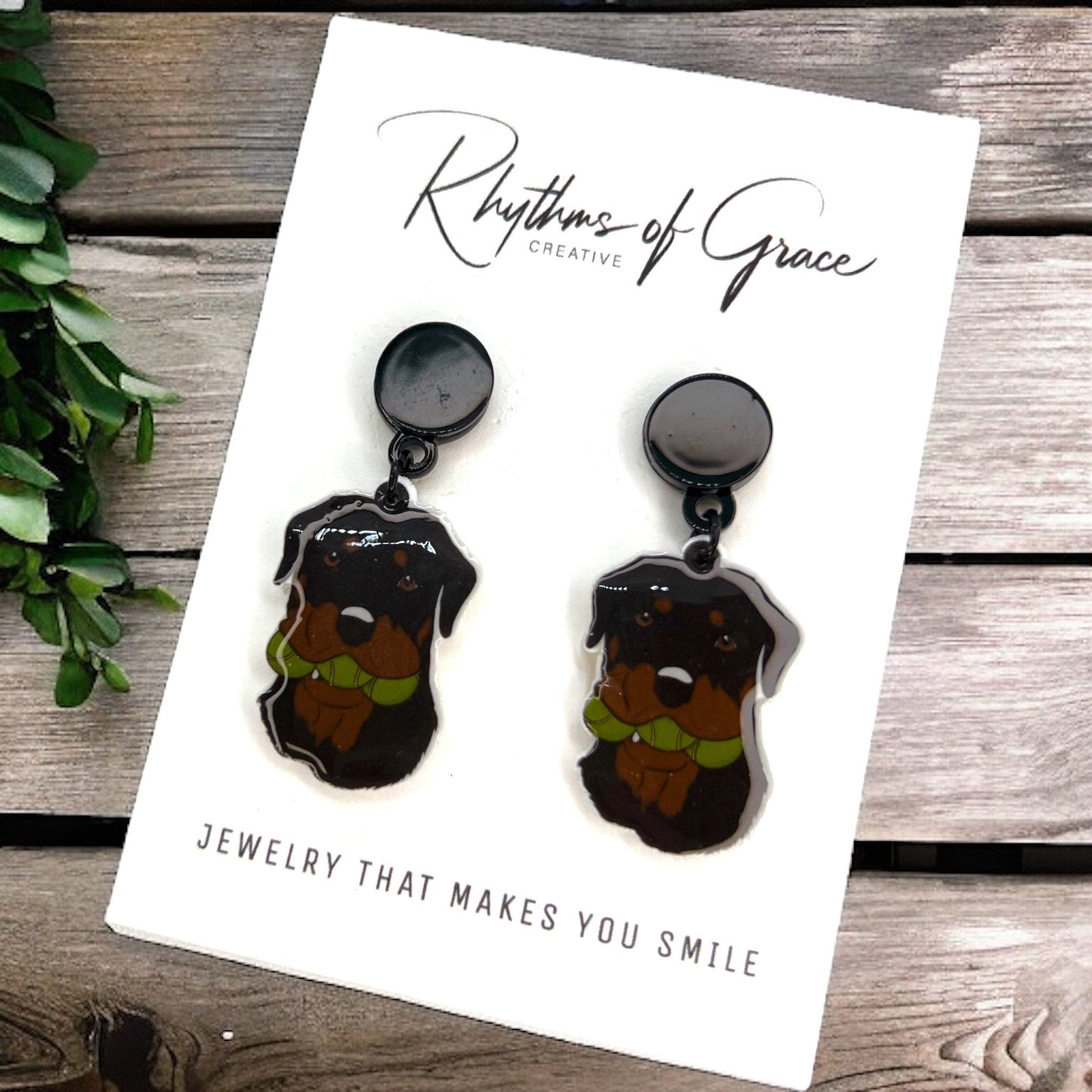Rottweiler Earrings - Rottweiler Dog, Dog Earrings, Dog Jewelry, Dog Mom, Rottweiler Breed, Handmade Earrings, Rottweiler Gift, Rottweilers