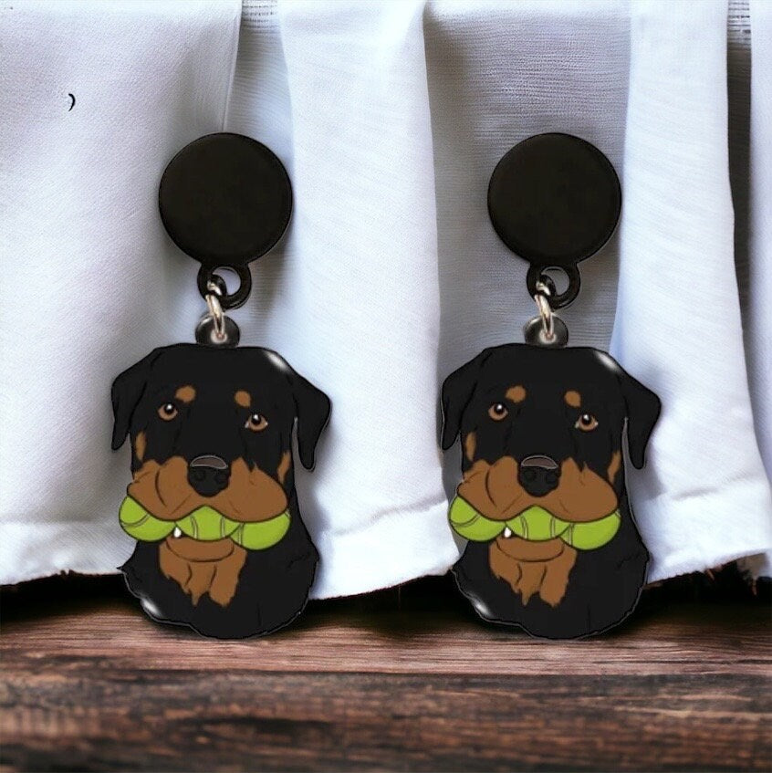 Rottweiler Earrings - Rottweiler Dog, Dog Earrings, Dog Jewelry, Dog Mom, Rottweiler Breed, Handmade Earrings, Rottweiler Gift, Rottweilers