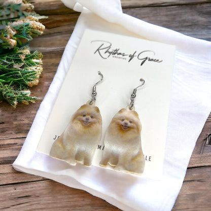 Pomeranian Earrings - Pomeranian Dog, Dog Earrings, Dog Jewelry, Dog Mom, Pomeranian Breed, Handmade Earrings, Pomeranian Gift, Pomeranians