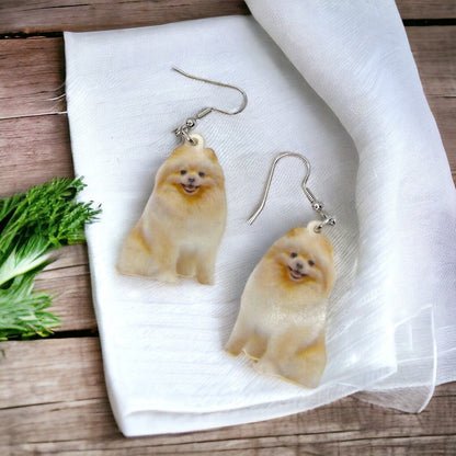 Pomeranian Earrings - Pomeranian Dog, Dog Earrings, Dog Jewelry, Dog Mom, Pomeranian Breed, Handmade Earrings, Pomeranian Gift, Pomeranians