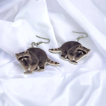 Raccoon Earrings - Raccoon Jewelry, Handmade Earrings, Handmade Jewelry, Animal Earrings, Raccoon Gift, Raccoon Lover, Trash Panda