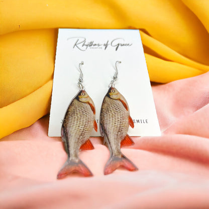 Fish Earrings - Fish Jewelry, Handmade Earrings, Handmade Jewelry, Animal Earrings, Fisherman, Fishing, Sportsman Paradise, Fishy, Fish Gift