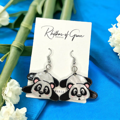 Panda Earrings - Panda Jewelry, Handmade Earrings, Handmade Jewelry, Animal Earrings, Animal Jewelry, Giant Panda, Panda Bear, Bamboo