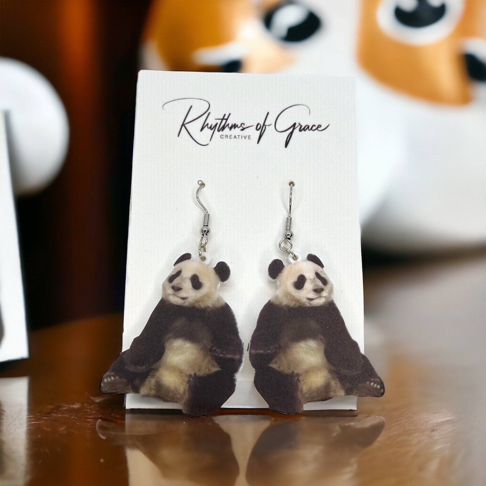 Panda Earrings - Panda Jewelry, Handmade Earrings, Handmade Jewelry, Animal Earrings, Animal Jewelry, Giant Panda, Panda Bear, Bamboo