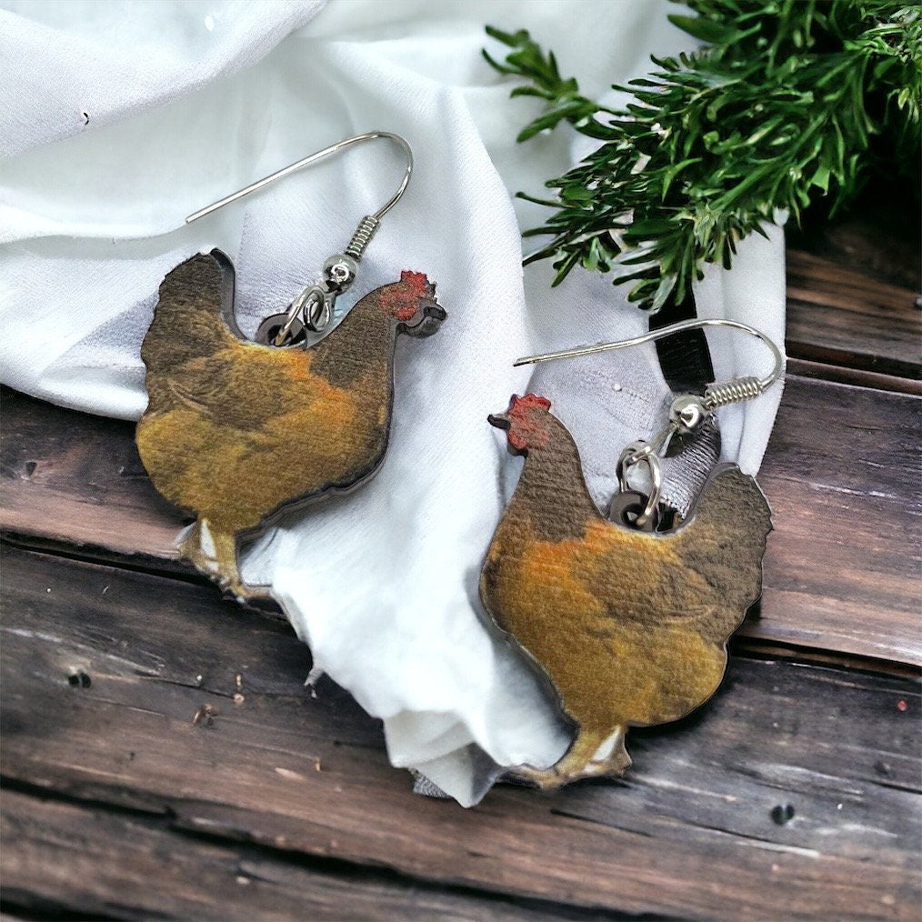 Rooster Earrings - Rooster Jewelry, Handmade Earrings, Handmade Jewelry, Animal Earrings, Animal Jewelry, Chicken Earrings, Chicken Mom