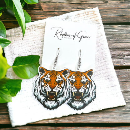 Tiger Earrings - Tiger Jewelry, Handmade Earrings, Handmade Jewelry, Animal Earrings, Tiger Football, Animal Jewelry, Tigers, Tiger Costume