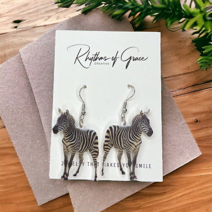 Zebra Earrings - Zebra Jewelry, Handmade Earrings, Handmade Jewelry, Animal Earrings, Animal Jewelry, Zebra Stripes, African Safari