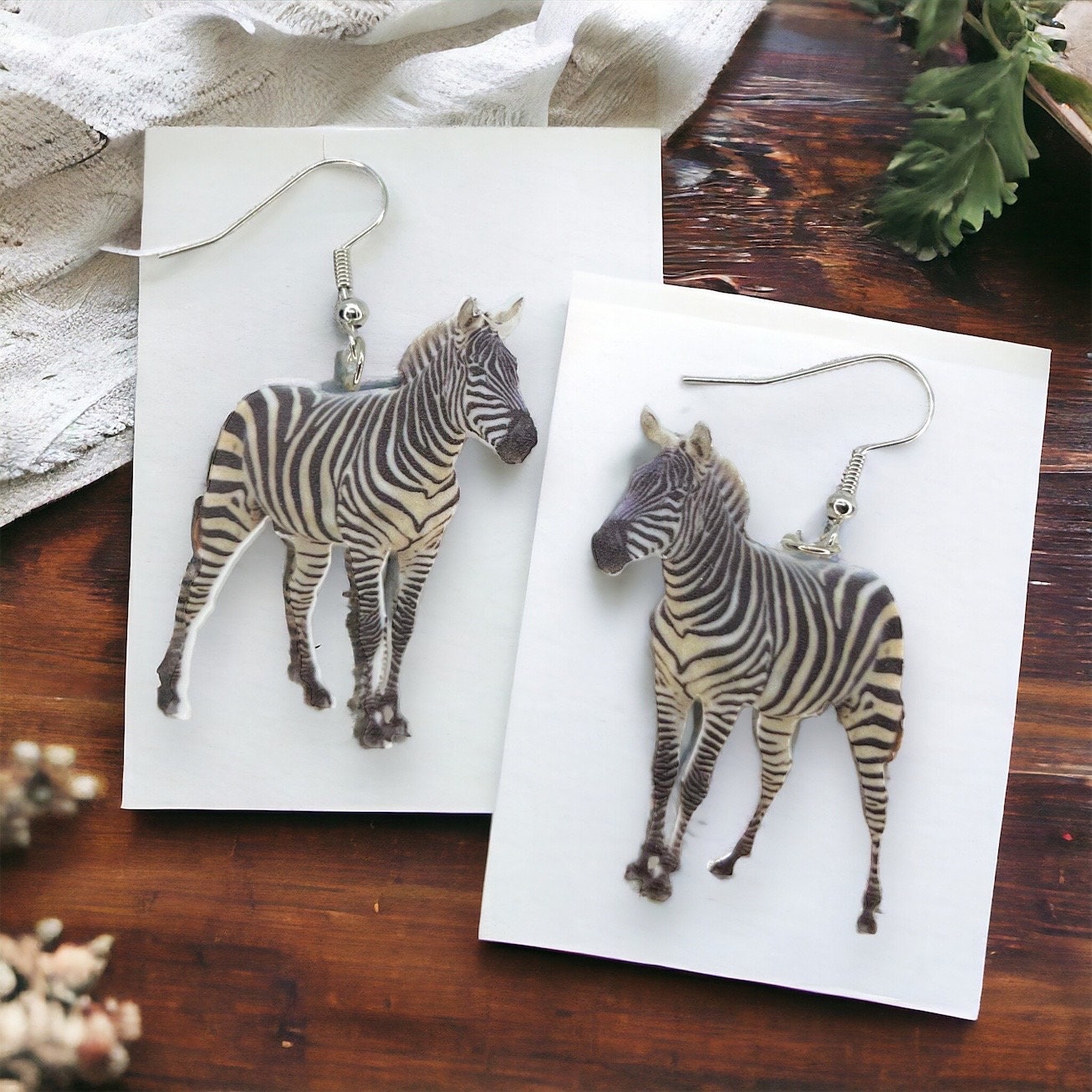 Zebra Earrings - Zebra Jewelry, Handmade Earrings, Handmade Jewelry, Animal Earrings, Animal Jewelry, Zebra Stripes, African Safari