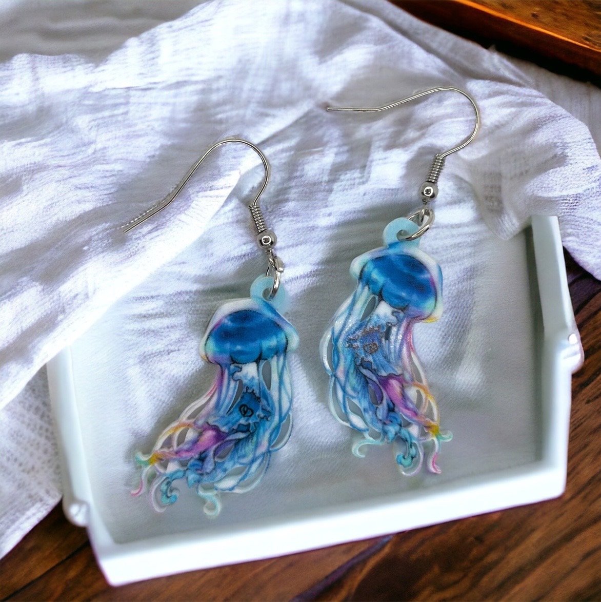 Seashore Earrings - Seashore Jewelry, Jellyfish Earrings, Crab Earrings, Handmade Earrings, Handmade Jewelry, Animal Earrings, Ocean Animal