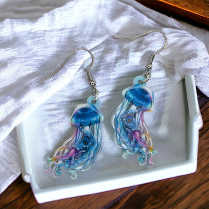 Seashore Earrings - Seashore Jewelry, Jellyfish Earrings, Crab Earrings, Handmade Earrings, Handmade Jewelry, Animal Earrings, Ocean Animal