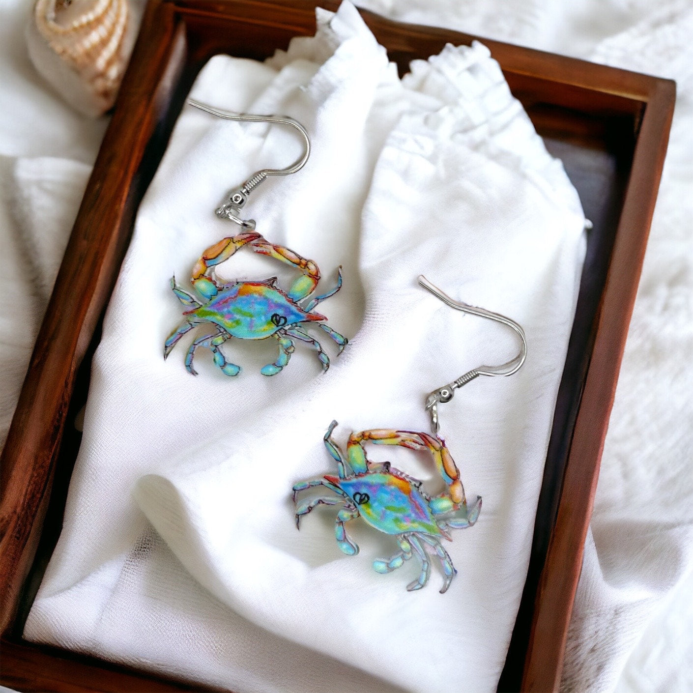 Seashore Earrings - Seashore Jewelry, Jellyfish Earrings, Crab Earrings, Handmade Earrings, Handmade Jewelry, Animal Earrings, Ocean Animal