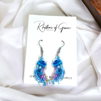 Seashore Earrings - Seashore Jewelry, Jellyfish Earrings, Crab Earrings, Handmade Earrings, Handmade Jewelry, Animal Earrings, Ocean Animal
