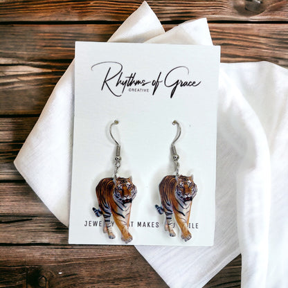 Tiger Earrings - Tiger Jewelry, Handmade Earrings, Handmade Jewelry, Animal Earrings, Tiger Football, Animal Jewelry, Tigers, Tiger Costume