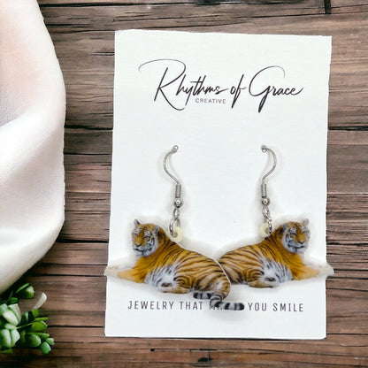 Tiger Earrings - Tiger Jewelry, Handmade Earrings, Handmade Jewelry, Animal Earrings, Tiger Football, Animal Jewelry, Tigers, Tiger Costume