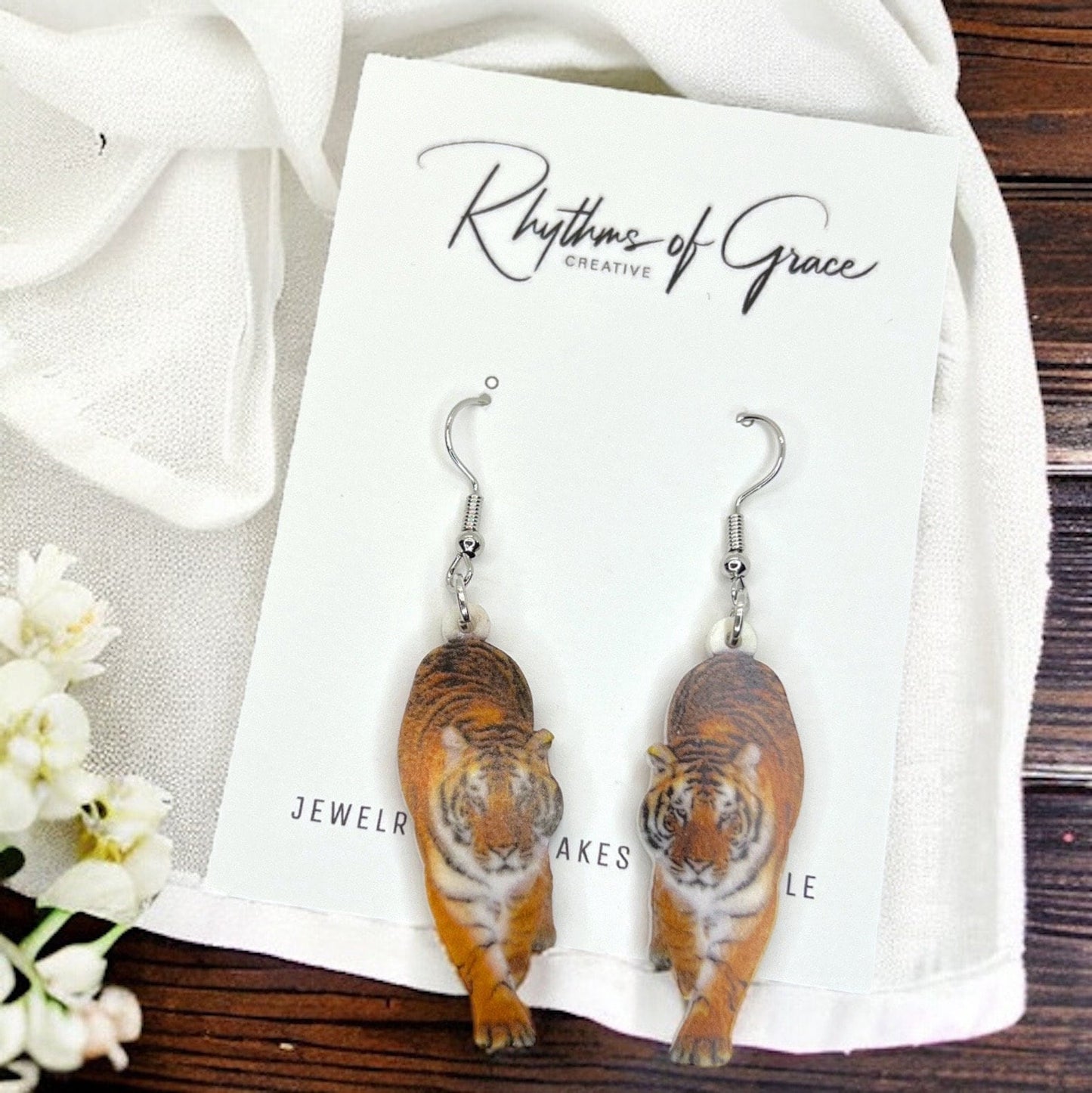 Tiger Earrings - Tiger Jewelry, Handmade Earrings, Handmade Jewelry, Animal Earrings, Tiger Football, Animal Jewelry, Tigers, Tiger Costume