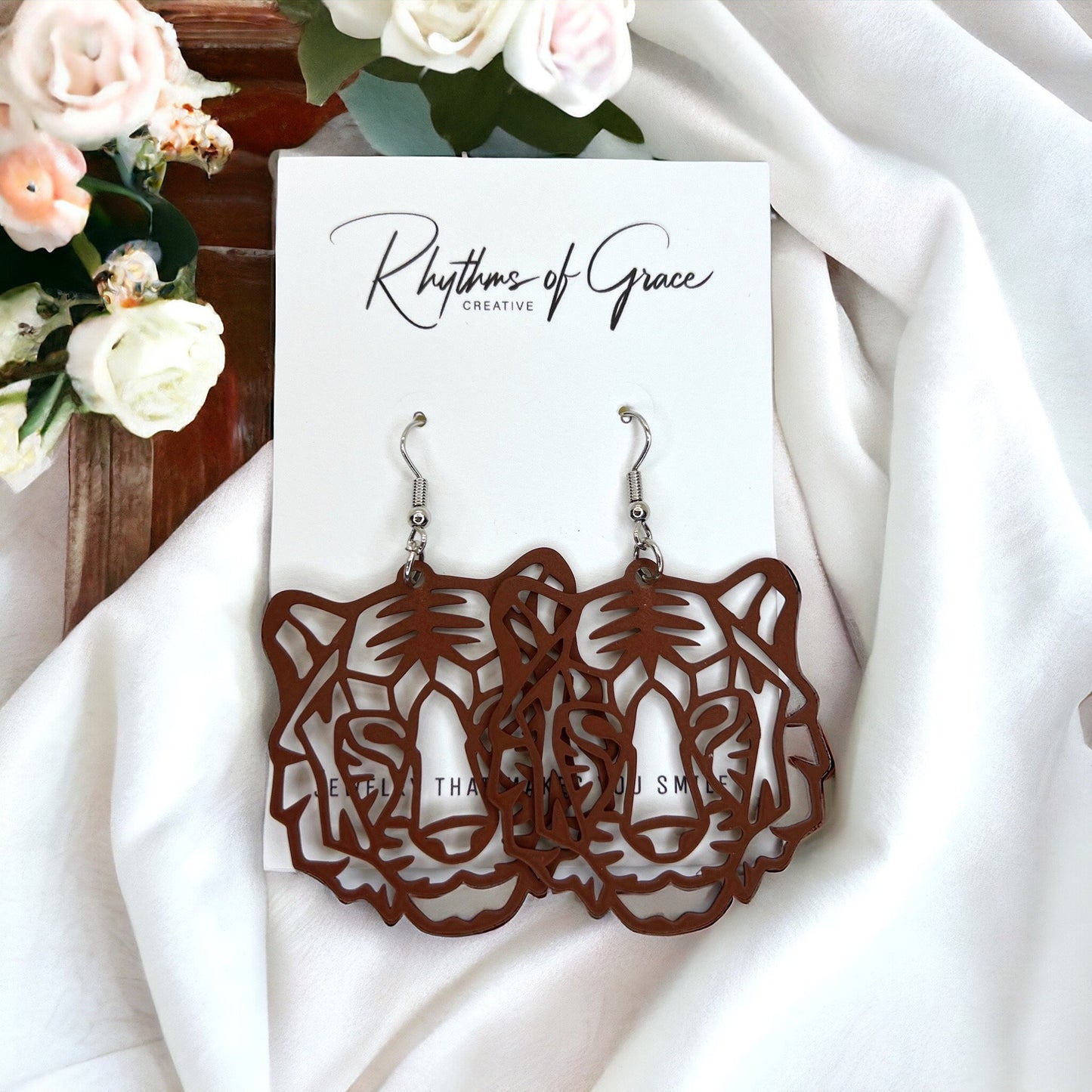 Tiger Earrings - Tiger Jewelry, Handmade Earrings, Handmade Jewelry, Animal Earrings, Tiger Football, Animal Jewelry, Tigers, Tiger Costume